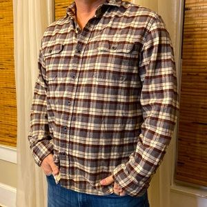 Flannel shirt gray & brown plaid XLT